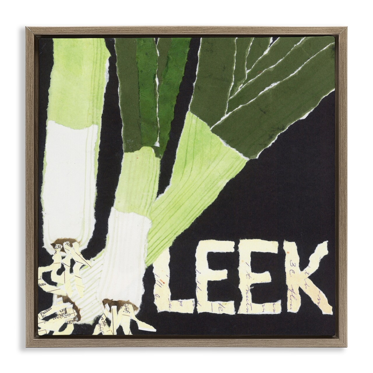 Stupell Industries Collaged Leek Vegetable Floating Frame, design by Nancy Overton